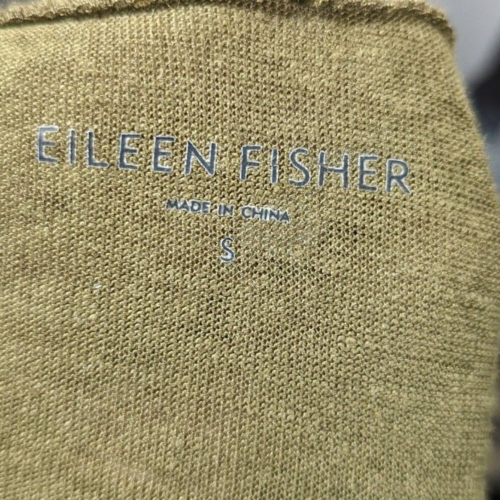 Eileen Fisher Linen V-Neck Short Sleeve Green Dress Women's Size S - Picture 5 of 6